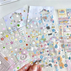 8pcs Set Korean Ins Cute Cartoon Cut Film Sticker for Phone Camera Luggage Journal Sticker Kawaii Decoration Sticker Gift (ONLINE ORDER ONLY)