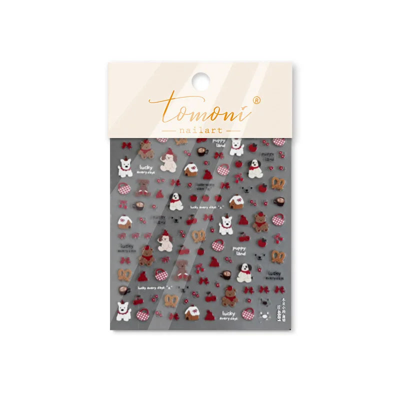 Cute Mango Dog Puppy Bear Bichon Blueberries Strawberry Cake Fruit Juice Desserts Corgi Adhesive Nail Art Sticker Manicure Decal (Online Order Only)
