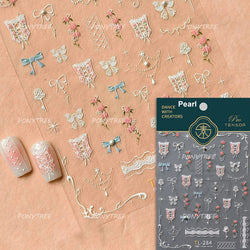 Retro Lace Corset Laced Bodice Wrap Top British Classical Dress Bowknot Rose Star Key Adhesive Nail Art Sticker Manicure Decals (ONLINE ORDER ONLY)