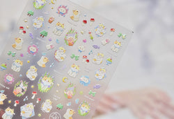 Picnic Cat Kitten Bowknot Flower Fish Butterfly Tree Mushroom Star Moon Cat's Paw Adhesive Nail Art Sticker Cute Manicure Decals (Online Order Only)