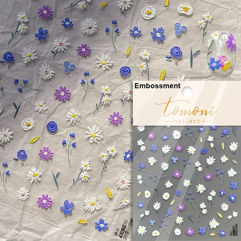 Hummingbird Iris Butterfly Peony Rose Tulip Daisy Lily Flowers Morning Glory Pearl Rhinestones Nail Art Sticker Decoration Decal (ONLINE ORDER ONLY)