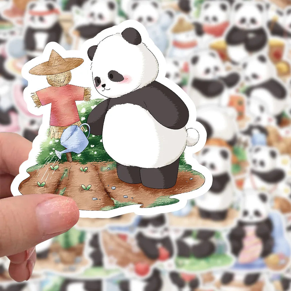 Kawaii Panda Stickers Cartoon Animal Decals for Laptop Phone Guitar Bike Skateboard Kids Gift (Online Order Only)
