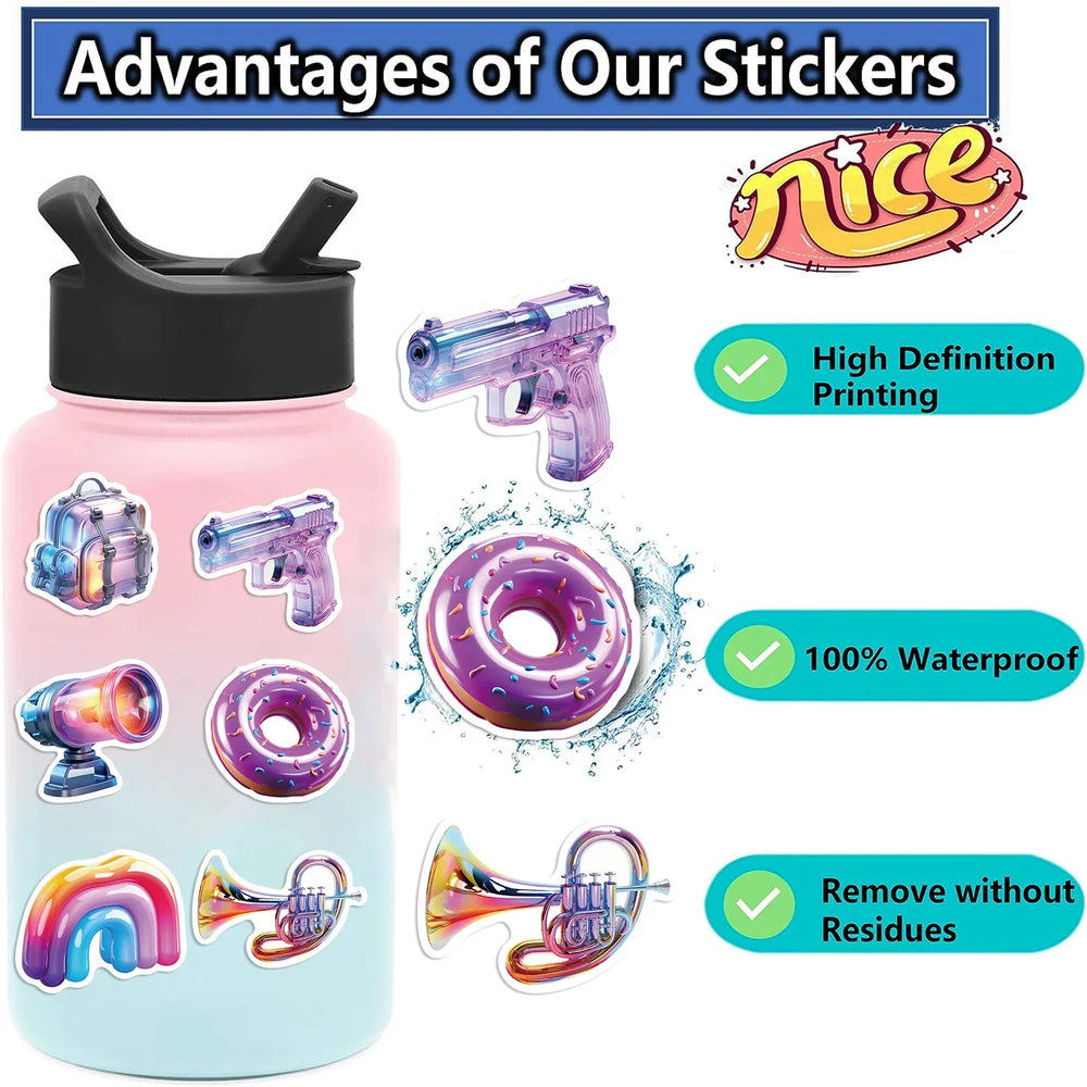 50PCS Cartoon 3D Gift Stickers DIY Diary Laptop Luggage Skateboard Aesthetic Scrapbook DIY Child Phone Stationery Supply for Kid (Online Order Only)