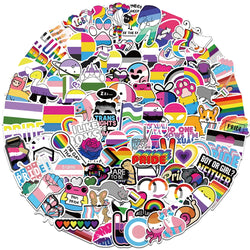 50/100pcs Gay Pride Stickers Rainbow Stickers in Bisexual Stuff Colorful LGBTQ Sticker for Water Bottle Laptop Motor Phone (ONLINE ORDER ONLY)