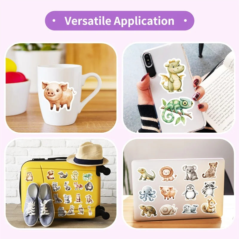 10/30/50PCS 3D Simple Animal Sticky PVC Sticker Aesthetic Children's Stationery DIY Decoration Scrapbooking School Supplies (ONLINE ORDER ONLY)