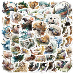 10/50pcs Jungle Zoo Wild Animal Stickers Vintage Toy DIY Stationery Notebook Water Bottle Laptop Luggage Skateboard Sticker Toy (Online Order Only)