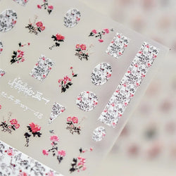 Red Azalea Rose Peony Crane Warbler Bird Fish Lily Chicken Rabbit Lobster Flower Retro Chinese Nail Art Sticker Decoration Decal (Online Order Only)