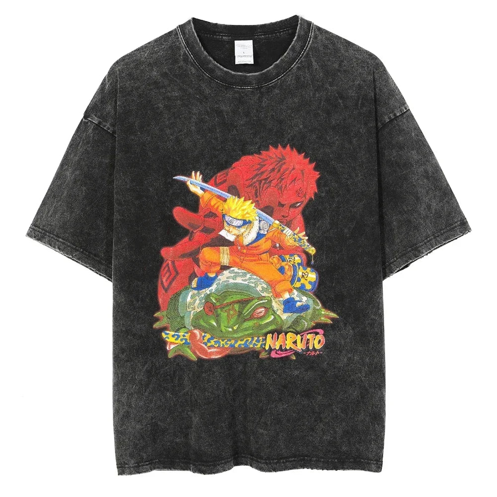 Naruto Rock Lee Streetwear T Shirt Vintage Washed Black (ONLINE ORDER ONLY)