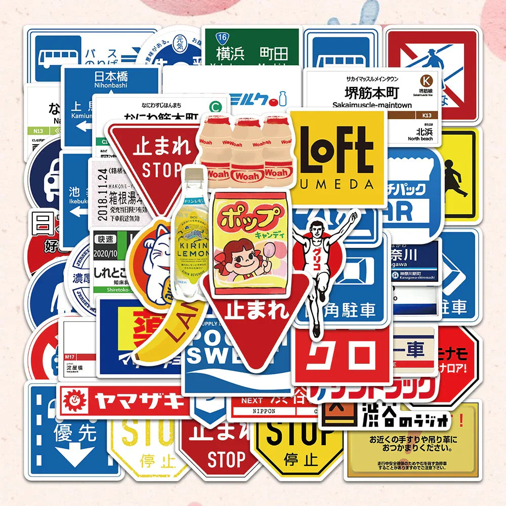 50PCS Warning Parking Stop Sign Stickers for Laptop Motorcycle Skateboard Suitcase (Online Order Only)
