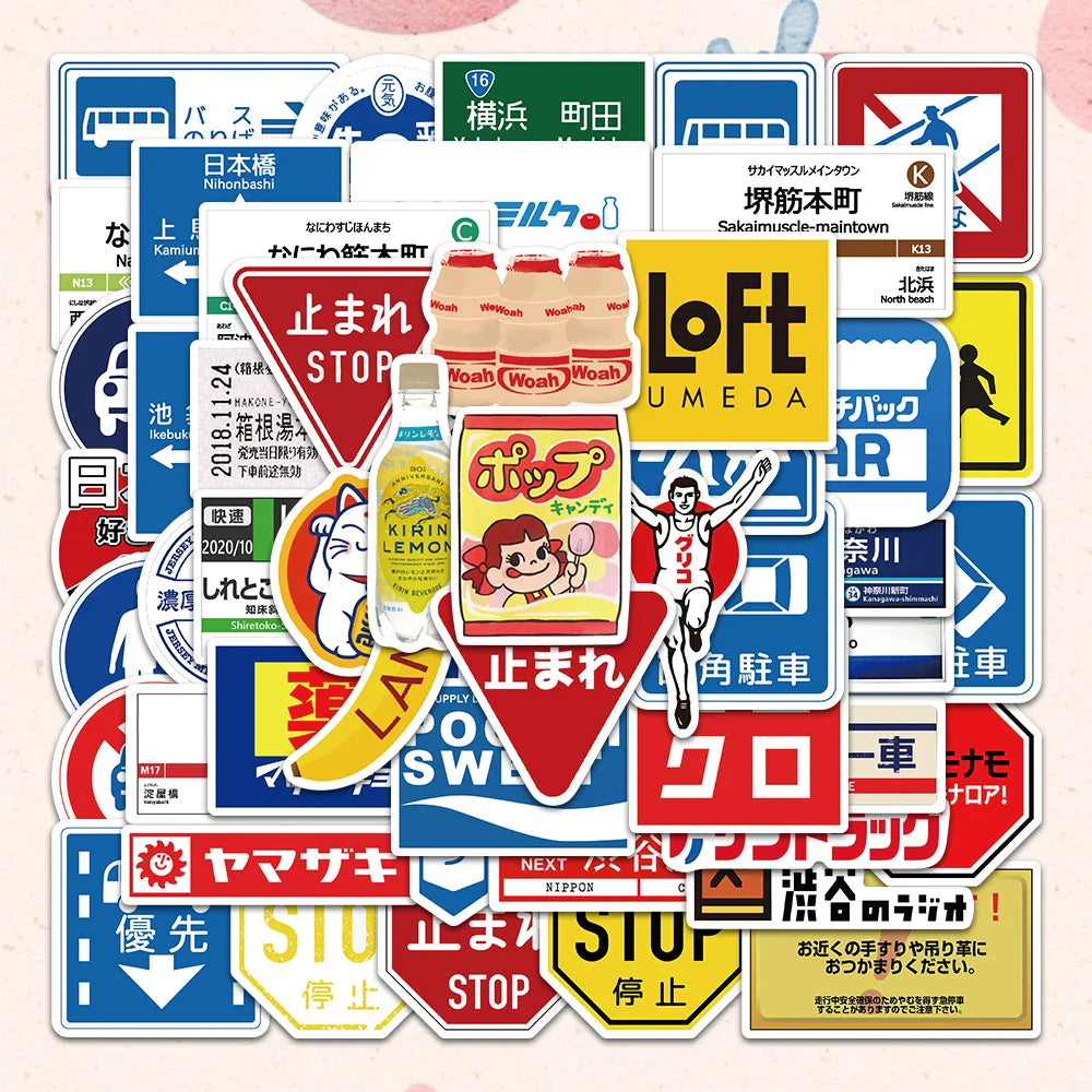 50PCS Warning Parking Stop Sign Stickers for Laptop Motorcycle Skateboard Suitcase (Online Order Only)