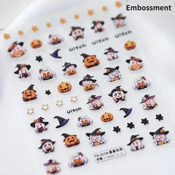 Cat Eye Shiny Blue Purple Spider Cross Love Heart Star Snake Web Jelly Thrilling Nail Art Stickers Manicure Decals Halloween (ONLINE ORDER ONLY)