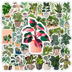 Cute Potted Green Bonsai Stickers  DIY Toy Gift  Decorative Graffiti Plant Decal for Phone Luggage Laptop Scrapbook Waterproof (ONLINE ORDER ONLY)