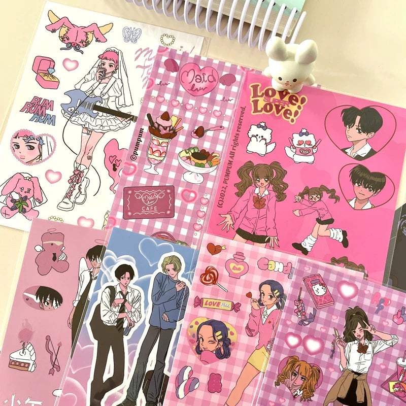 Korean Ins Cute Retro Girl Sticker Planner Scrapbooking DIY Album Decoration Sticker Aesthetic Personalized Kawaii Stationery (ONLINE ORDER ONLY)