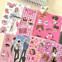 Korean Ins Cute Retro Girl Sticker Planner Scrapbooking DIY Album Decoration Sticker Aesthetic Personalized Kawaii Stationery (ONLINE ORDER ONLY)