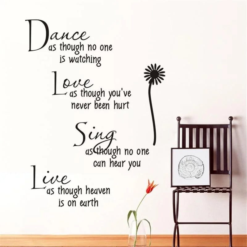 Dance Love Sing Live Quotes Wall Decals Pvc Wall Stickers Home Decor Bedroom Diy Wall Art Flower Poster Mural (Online Order Only)