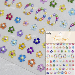 Colorful Dried Flowers Wreath Floral Plant Petal Bud Garden Charming 5D Reliefs Self Adhesive Nail Art Stickers Manicure Decals (Online Order Only)