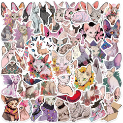 50PCS Sphinx Pink Hairless Cat Kitty Cute Vinyl Waterproof Stickers Cartoon Diary Suitcase Scrapbook Laptop Bike Sticker Decals (ONLINE ORDER ONLY)