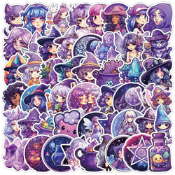 Purple Witch Aesthetic Stickers Decals for Laptop, Scrapbook, Water Bottle, Phone, Diary - 10/30/50/100pcs (ONLINE ORDER ONLY)