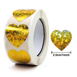 500pcs/roll Gold Holographic Glitter Sealing Label Round Laser Sticker Party Handmade Envelope Business Label Stationary Sticker (ONLINE ORDER ONLY)