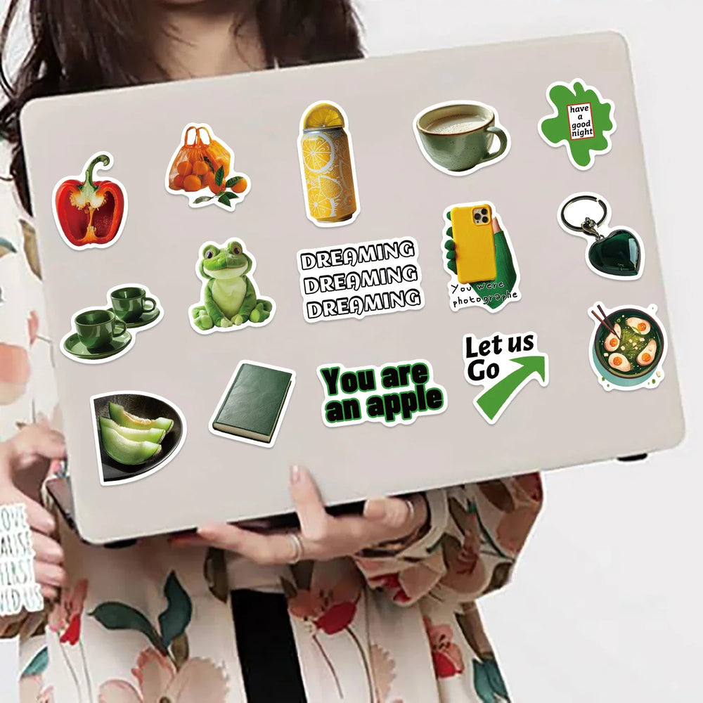 30Pcs Green Vegetables and Fruits Stickers Cute DIY Toy Gift Graffiti Decal Phone Luggage Laptop Scrapbook Waterproof Sticker (ONLINE ORDER ONLY)