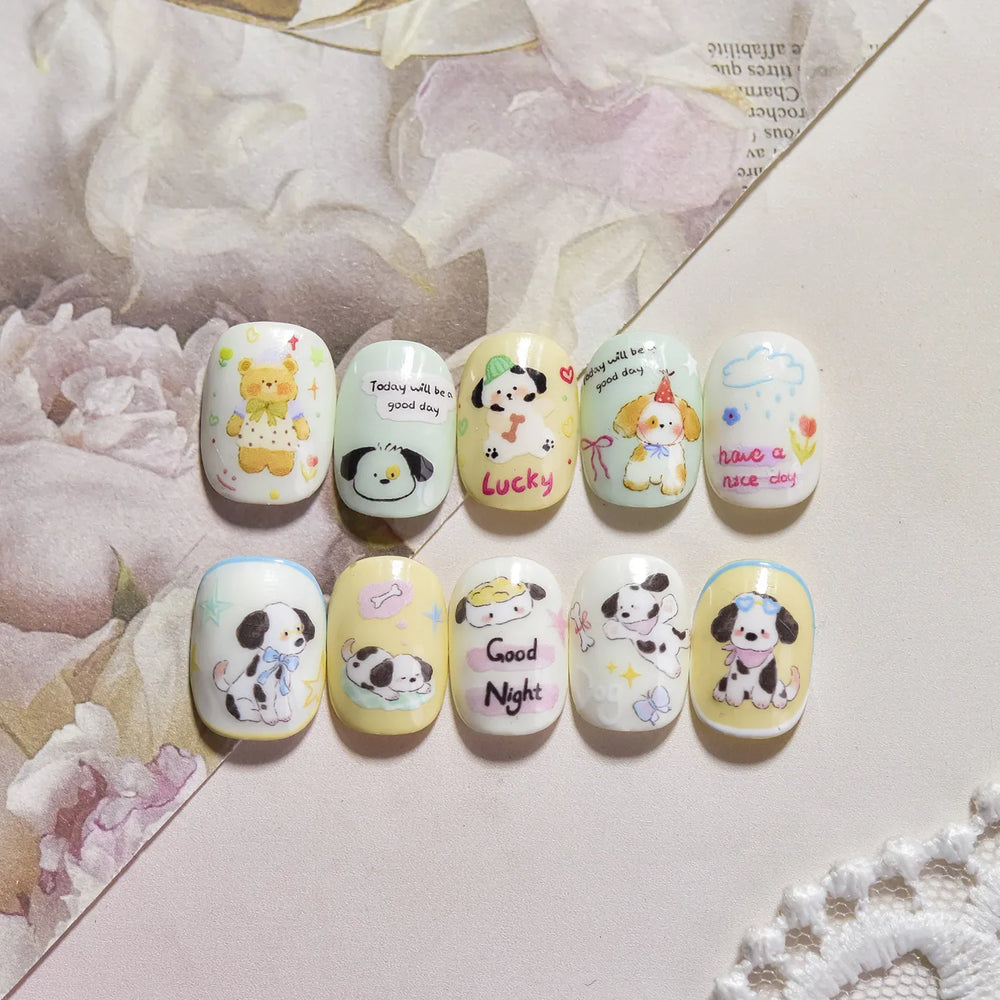 Fruits Apple Strawberry Animals Bear Dog Party Dream Flower Bone Rain Self Adhesive Nail Art Decoration Sticker Manicure Decals (Online Order Only)