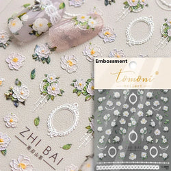 Retro Rose Gold Photo Frame Dried Flower Delicate Totem 3D Self Adhesive Nail Art Stickers 5D Shiny Rhinestone Manicure Decals (ONLINE ORDER ONLY)