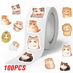 100-500pcs Cute Fat Cat Sticker Thank You Sticker DIY Gift Baking Package Decoration Lables Scrapbooking Stationery Supplies (ONLINE ORDER ONLY)
