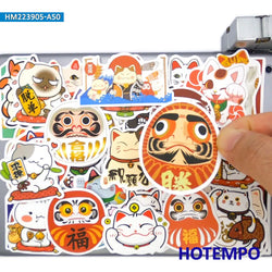 20/30/50Pieces Cute Lucky Cat Wish Fortune Pray Cartoon Stickers for Luggage Glass Wall Motorcycle Bike Car Laptop Phone Sticker (Online Order Only)