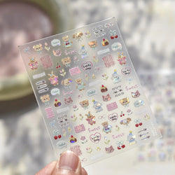 Graffiti Bear Cat Kitten Dog Puppy Bowknot Cake Tulip Note Star Cherry Cup Adhesive Nail Art Decoration Sticker Manicure Decals (ONLINE ORDER ONLY)