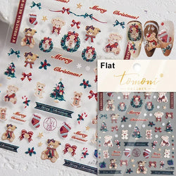 Black White Christmas Tree Snowflake Bowknot Snowman Socks Star Santa Hat Deer Rhinestone Winter Nail Art Sticker Manicure Decal (Online Order Only)