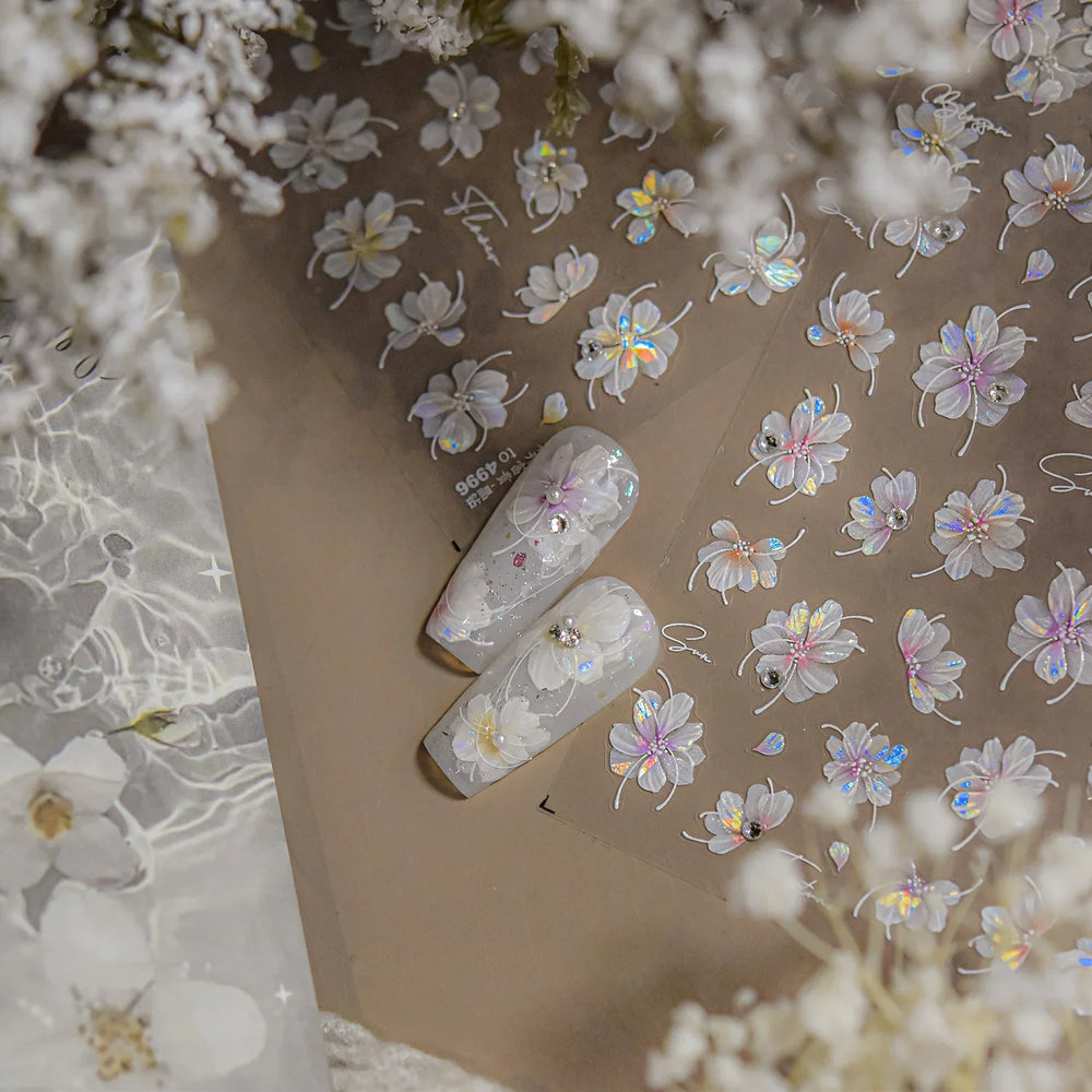 Charm Pink Yellow Flower Petal Stamen Stamen Peony Self Adhesive Nail Art Decorations Stickers Shiny Rhinestone Manicure Decals (ONLINE ORDER ONLY)