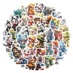 Cartoon Pixel Animal Girl Stickers for Suitcase, Skateboard, Laptop, Phone, DIY Decal (10/30/50 Pcs) (ONLINE ORDER ONLY)