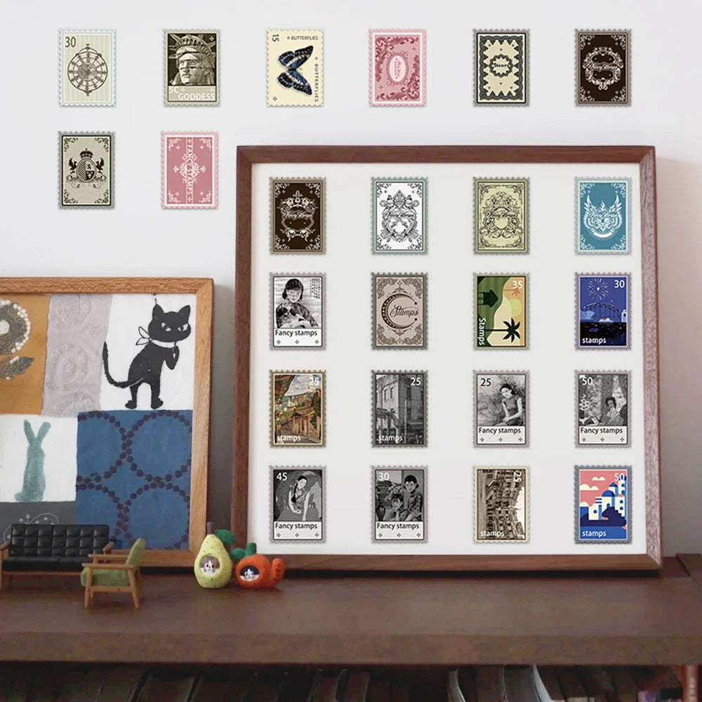 10/30/50/110pcs Cool Retro Stamp Stickers Vintage Decals Skateboard Laptop Motorcycle Phone Car Luggage Waterproof Sticker Toy (ONLINE ORDER ONLY)