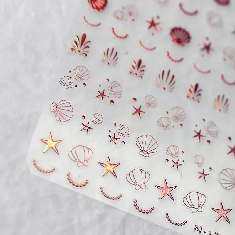 Shiny Laser Constellation Totem Pink Blue Gold Silver Shell Starfish Moon Star 3D Self Adhesive Nail Art Sticker Manicure Decals (ONLINE ORDER ONLY)