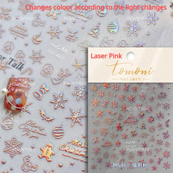 Shiny Snow Delicate Gold Pink Silver White Romantic Winter Self Adhesive Nail Art Stickers Snowflake Rhinestone Manicure Decals (ONLINE ORDER ONLY)
