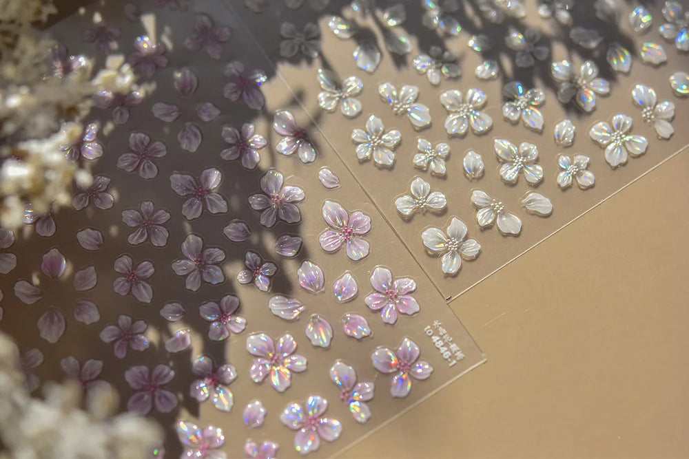 Vigour Crystal Flower Peach Blossom Garden Springtime Petal Self Adhesive Nail Art Stickers Chic Jelly Rhinestone Manicure Decal (ONLINE ORDER ONLY)