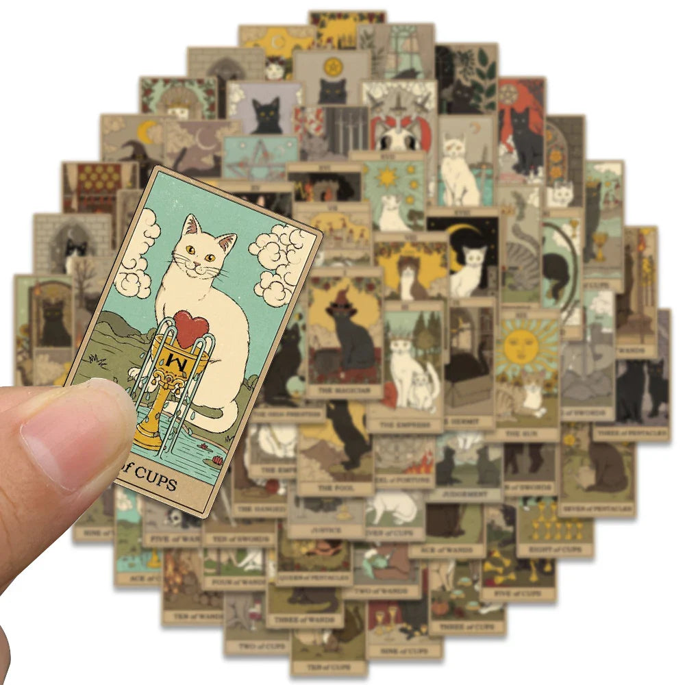 70pcs Retro Cartoon Cats Tarot Art Stickers (ONLINE ORDER ONLY)
