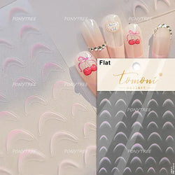 French Romantic Tassel Crescent Moon Laser Charming Gold Silver Arc Self Adhesive Nail Art Stickers Hot Stamping Manicure Decals (Online Order Only)