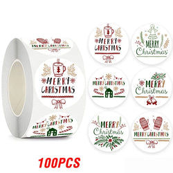 100-500pcs Merry Christmas Sticker Holiday Party New Year Decoration Gift Box Seal Sticker Baking Label Packaging Sticker (ONLINE ORDER ONLY)