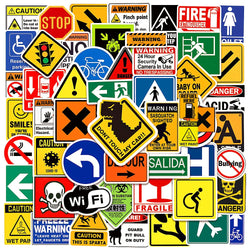 10/30/50/100pcs Cool Warning Sign Graffiti Stickers  Danger Banning Decals Motorcycle Laptop Skateboard Phone Waterproof Sticker (Online Order Only)