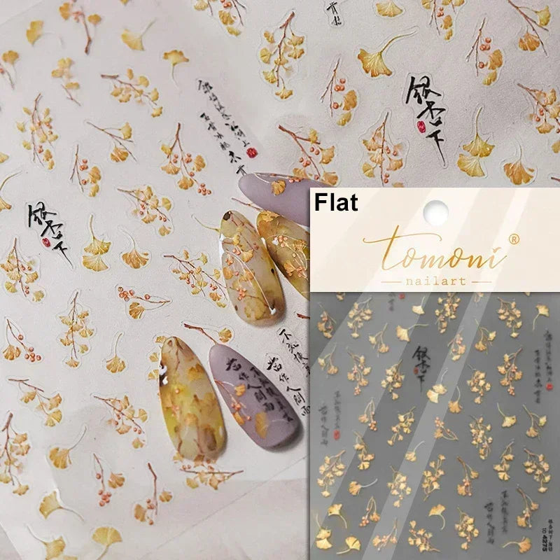 Autumn Fall Sunflower Rabbit Leaves Crane Rose Sun Mountain Hill Produce Good Harvests Cookie Nail Art Sticker Decoration Decals (ONLINE ORDER ONLY)