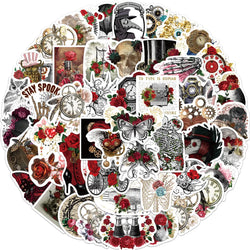 10/50Pcs Punk Rose Stickers Gothic Retro Fashion Cool Girls Stickers For DIY Guitar Laptop Luggage Skateboard Bike Car (Online Order Only)