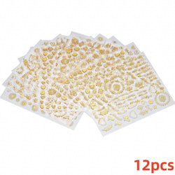 12 Sheets Valentines Nail Stickers Red Heart Nail Art Sticker Decal Solid Hollow Heart 3D Self-Adhesive Design Nail Art Supplies (ONLINE ORDER ONLY)