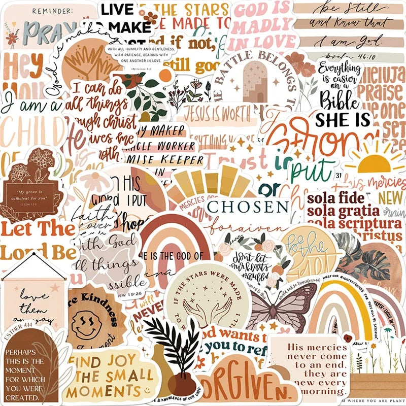 10/30/50PCS Kawaii Boho The Bible Decoration Scrapbooking Accessories PVC Sticker Aesthetic Stationery School Supplies for Kids (ONLINE ORDER ONLY)