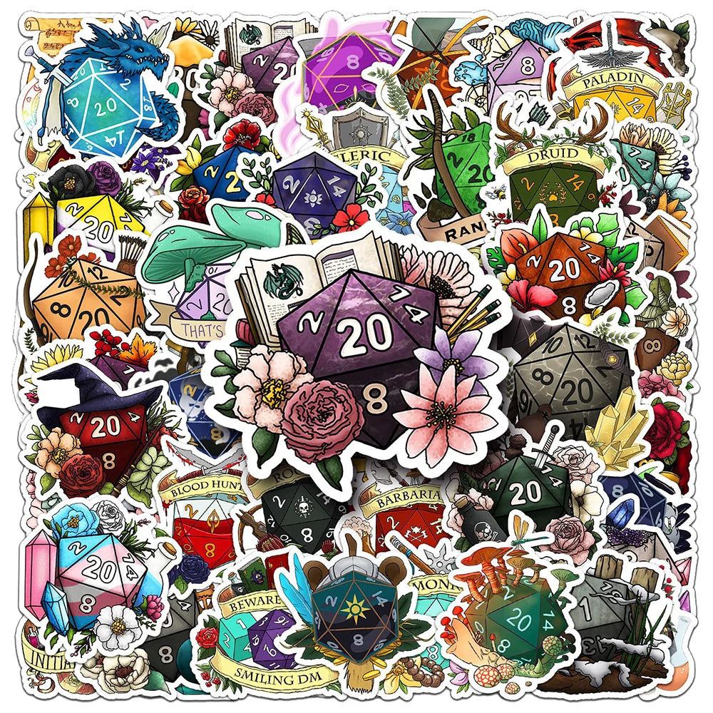 10/30/50pcs Game Dragon Dice Cartoon Stickers Cool Graffiti Sticker DIY Phone Skateboard Notebook Waterproof Decals for Kids Toy (ONLINE ORDER ONLY)