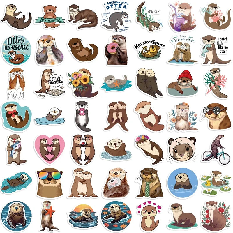 10/30/50PCS Kawaii Otter PVC Sticker Aesthetic Korean Decoration Scrapbooking Stationery DIY Hand Accounting Supplies for Kids (ONLINE ORDER ONLY)