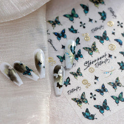 Steam Punk Butterfly Gear Green Star Gold Stamping Self Adhesive Nail Art Decoration Stickers Illusion Polarized Manicure Decals (ONLINE ORDER ONLY)