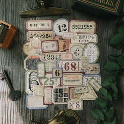 31Pcs Tim Holtz Style Number Junk Journal Label Vintage Stickers Retro DIY Album Planner Scrapbooking Material Craft Stickers (ONLINE ORDER ONLY)
