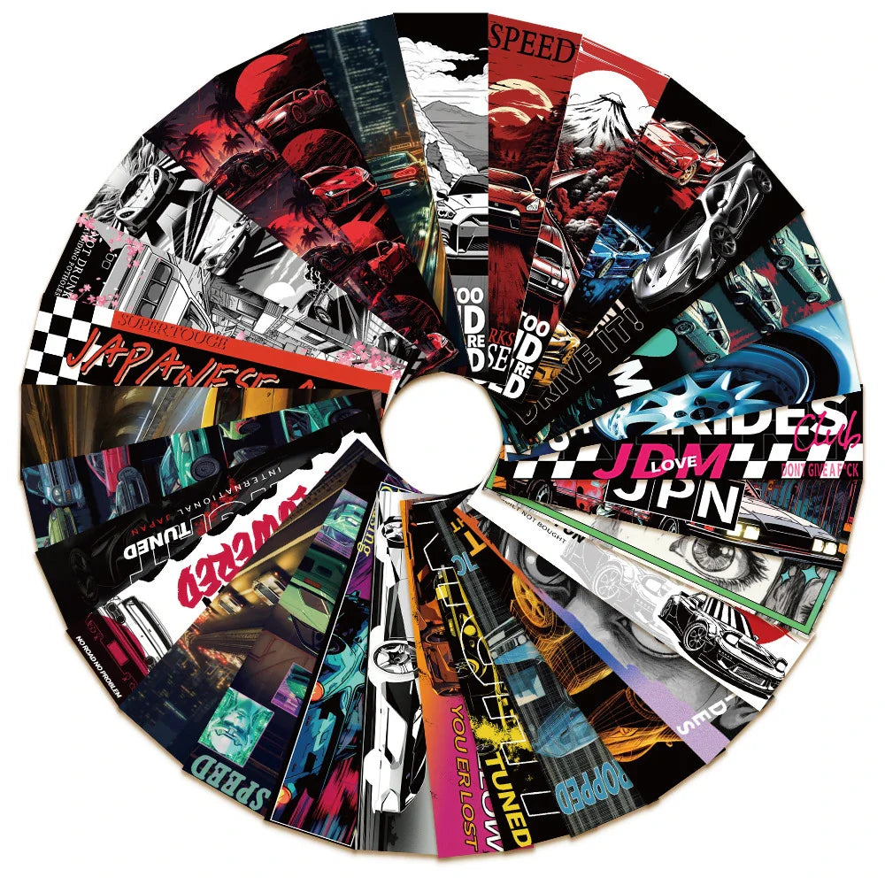 10/30pcs Japan JDM Retrofit Racing Car Stickers Decals Laptop Suitcase Phone Skateboard Scrapbook Car Cool Waterproof Sticker (ONLINE ORDER ONLY)