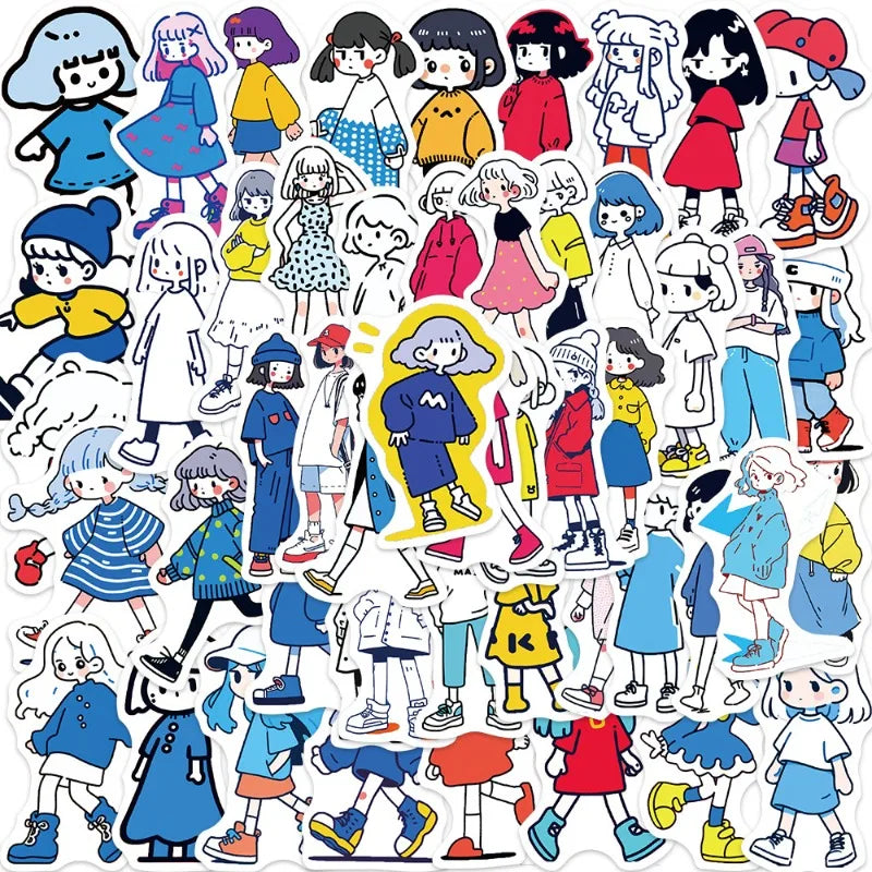 50pcs Girl Graffiti Stickers for Laptop, Phone, Suitcase, Water Bottle, Scooter, Refrigerator (Online Order Only)